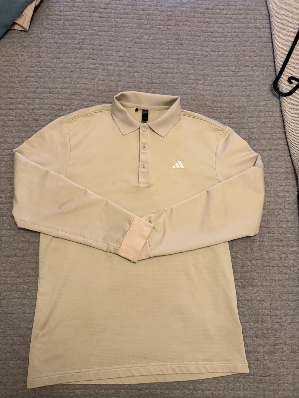 adidas Men’s Long Sleeve Polo Shirt in Beige
